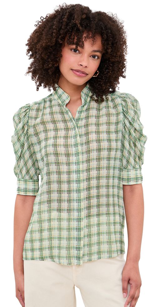 The Gillian Top Jade Green Plaid