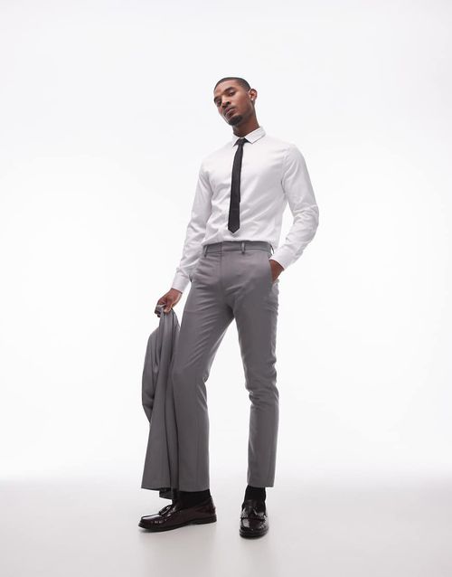 Topman skinny suit trousers in grey-Gray