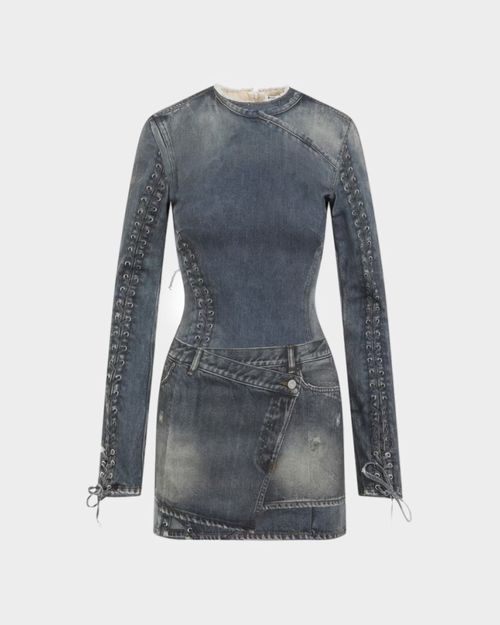 Acne Studios Dress Printed Denim Blue