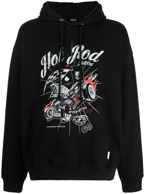 Terry graphic-print cotton hoodie - Black