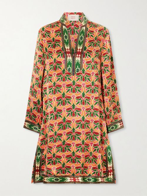 Liora Jewelry Mare Printed Silk-satin Coverup - Orange