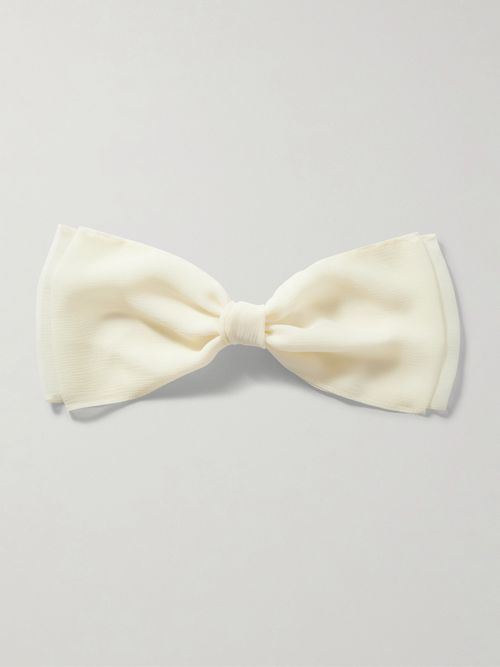 Jacqueline Bow-embellished Crinkled Chiffon Hair Clip - Ivory