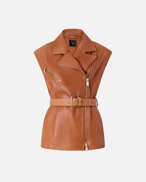 Biker-style leather vest - 44