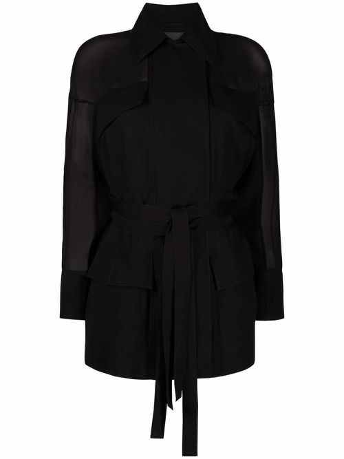 Tie-fastening shirt jacket - Black