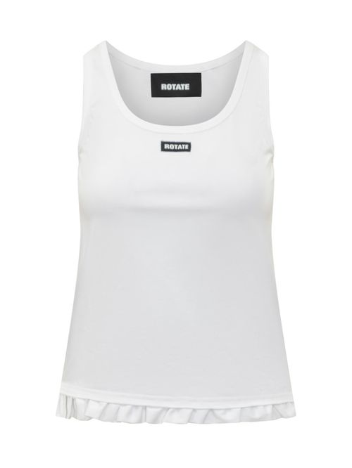 White Logo Round Neck Top