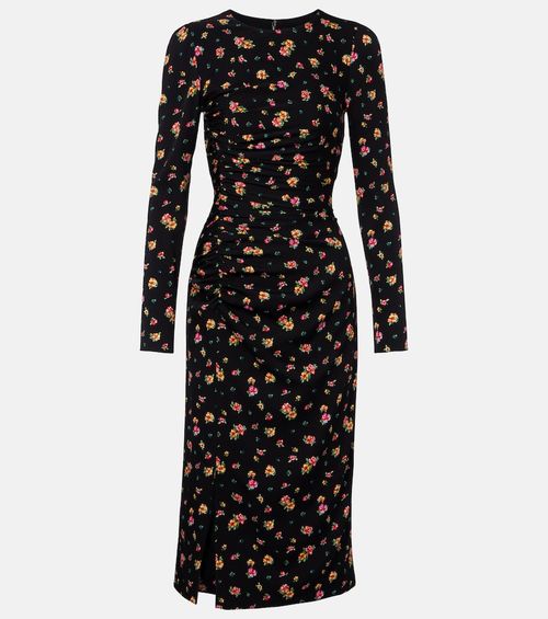Floral silk-blend midi dress