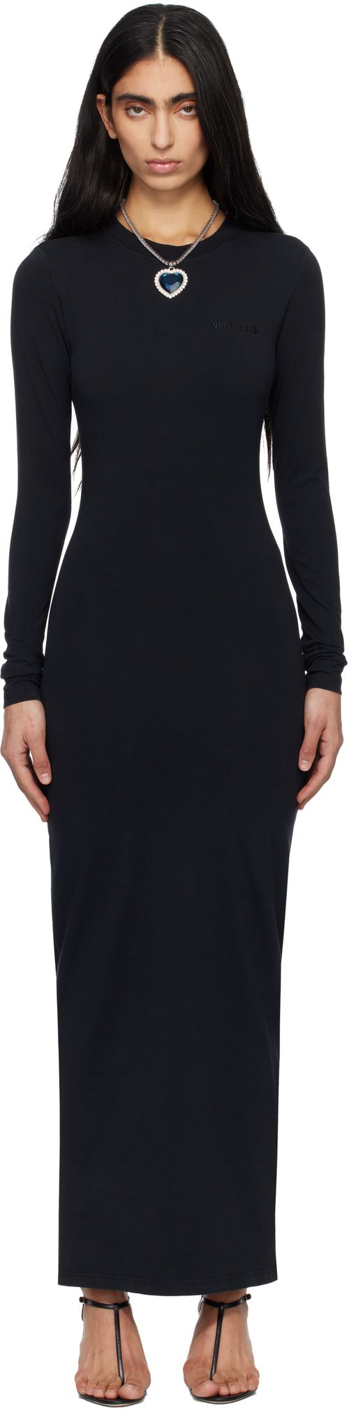 Black Ribbed Maxi Dress