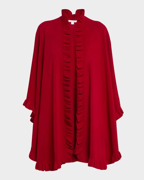 Ruffle-Trim Cashmere Cape
