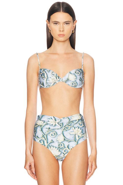 Agua by Agua Bendita Magdalena Soledad Bikini Top in Multicolor - Baby Blue.  XS also in