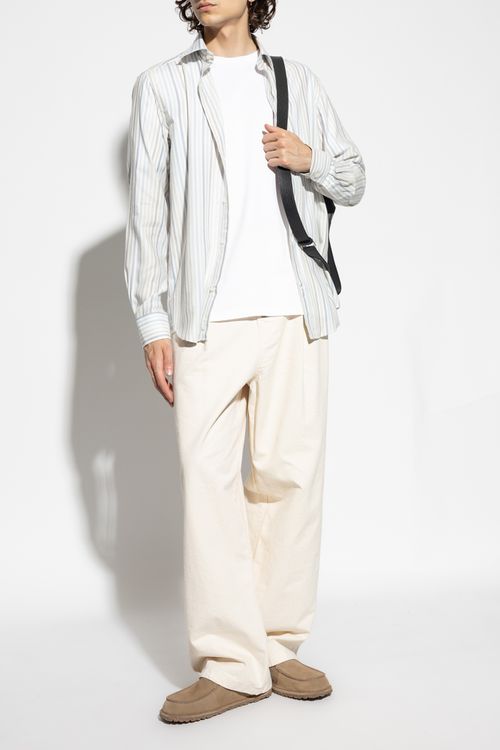 Shirt With Stripe Pattern, Men's, Cream