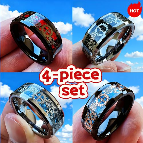 Temu Stackable Rings temu | TEMU A Set Retro-style 304 304 Stainless Steel Rings For Men ...