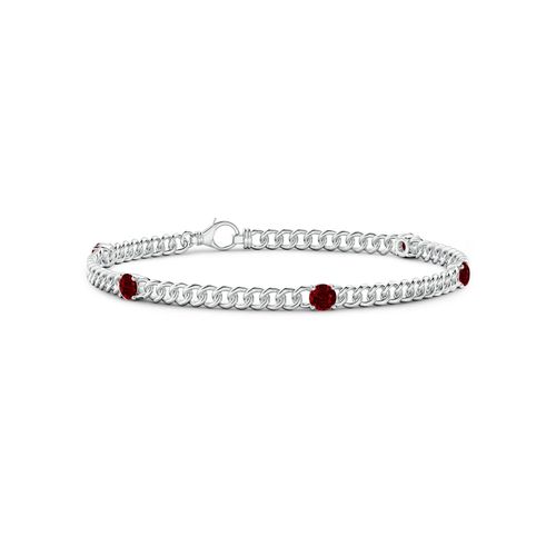 Angara 1.4 Carats Five Stone Ruby Station Bracelet in 14K White Gold
