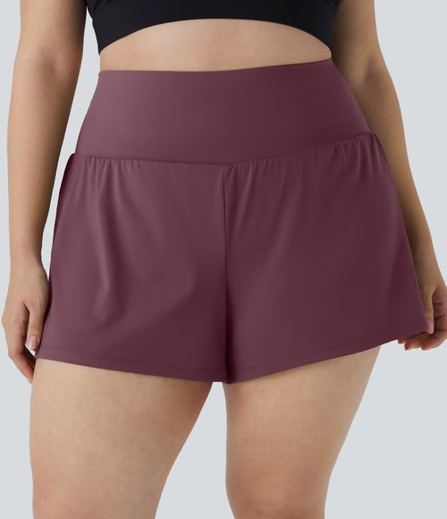 Pocket Plus Pocket 2-in-1 Gym Plus Size Shorts 2.5'' Gym Short - Fig