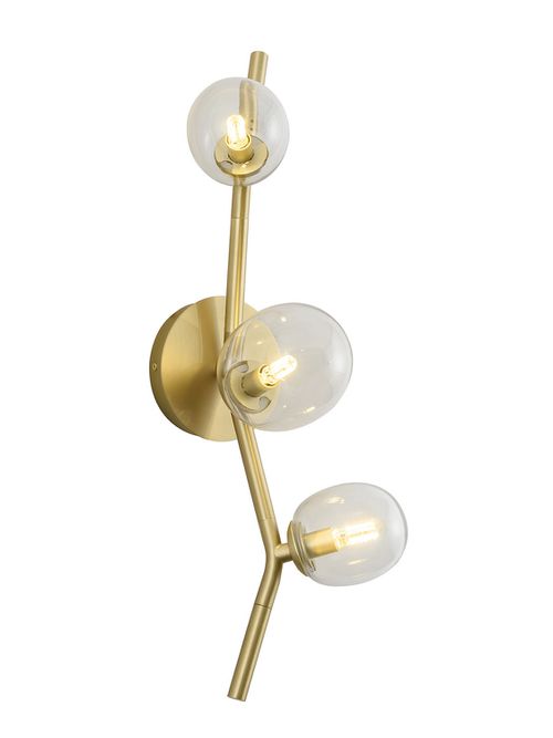 Hampton 3-Light Wall Sconce in Brushed Brass With Clear Gla
