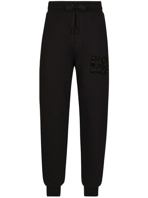 Crystal-embellished cotton track pants - Black