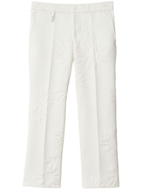 Embroidered straight-leg trousers - Neutrals