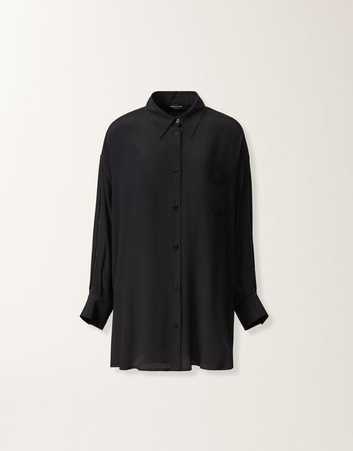 Crepe de chine shirt, midnight blue