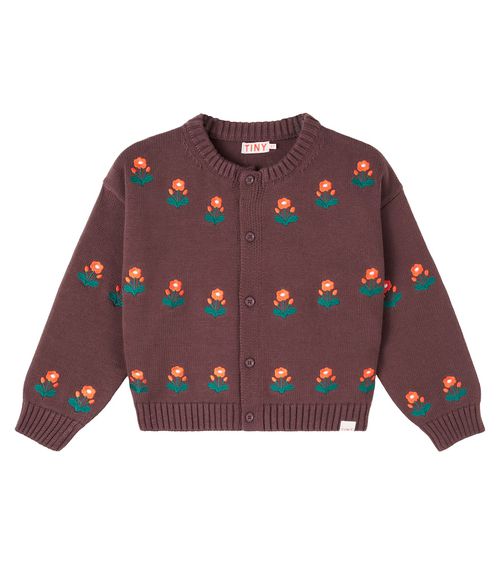 Flower cotton and wool cardigan