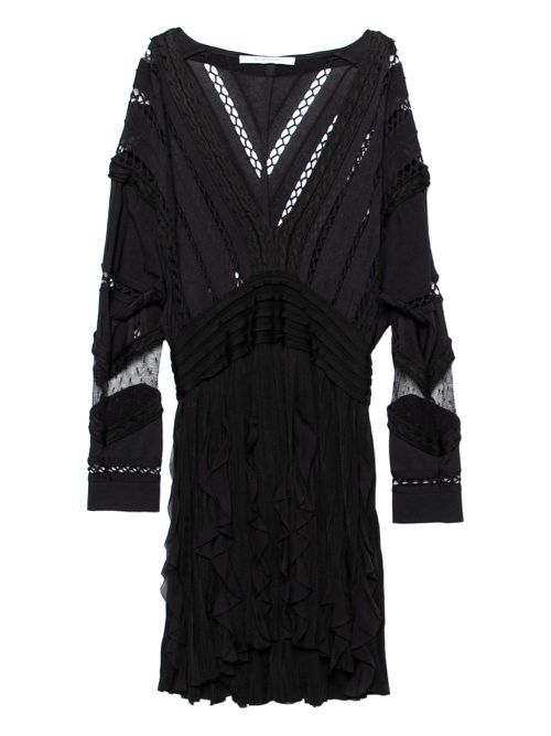 Knittted ruffle dress - Black