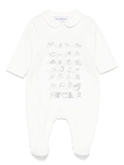 Motif-embroidered pajamas - White