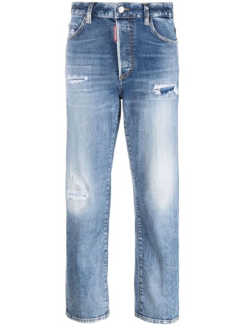 High-rise straight-leg jeans - Blue