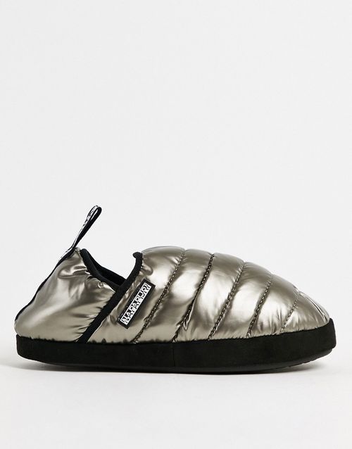 Plume padded slippers in silver