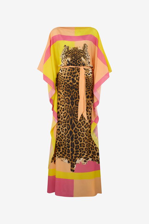 Silk Kaftan With Cavalli Pop Print
