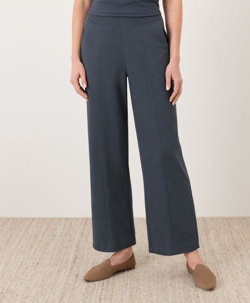 Women's Steel Blue Airplane Pintuck Wide Leg Pant Z