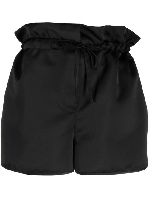 Satin-finish drawstring shorts - Black