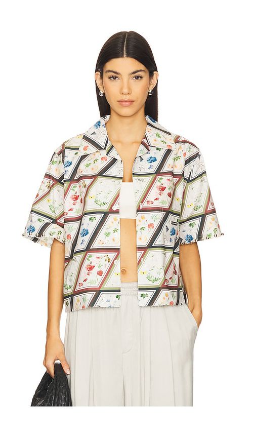 PRIVATE POLICY Cropped Camp Shirt in Ivory. Größe XS. Also in L