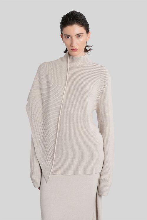 Wrap Sweater Knitwear In Grey Wool