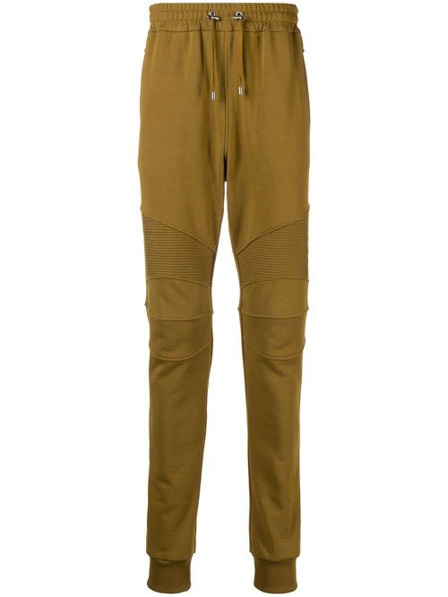 Flocked-logo organic cotton track trousers - Green