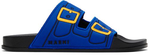 Marni Blue Trompe L'ail Slides