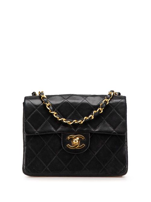 1986-1988 Mini Square Classic Lambskin Single Flap crossbody bag - Black