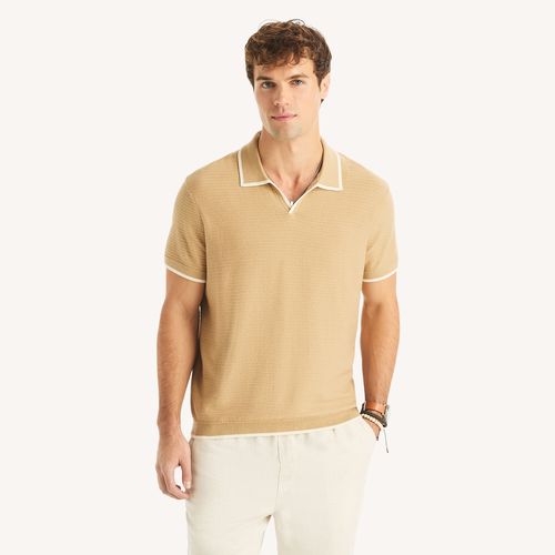 Tipped Textured Sweater Polo