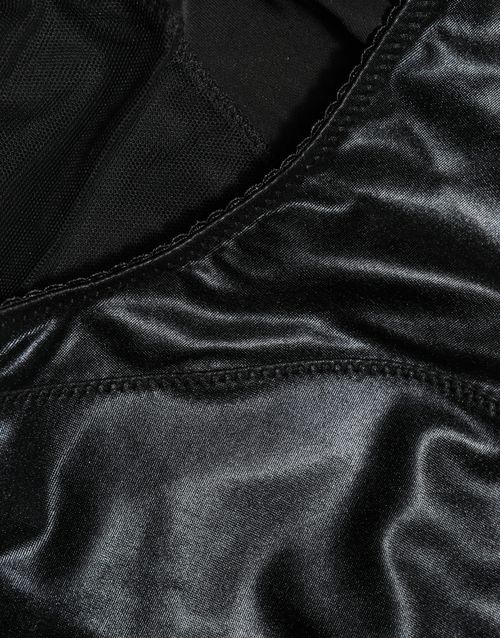 Silk-Blend High-Waist Girdle Bodysuit — Black