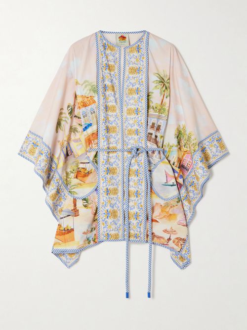 Aracati Belted Printed Organic Cotton-poplin Tunic - Blue