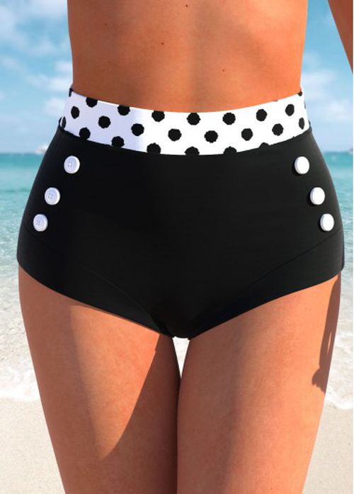 Modlily High Waisted Polka Dot White Bikini Botto