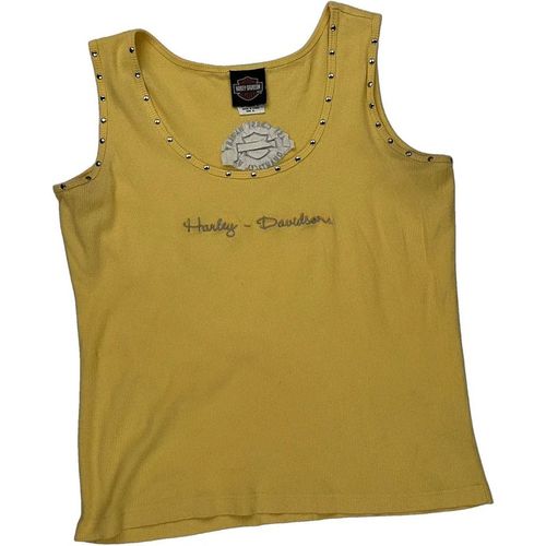 Harley Davidson Studded Vest - XL Yellow Cotton