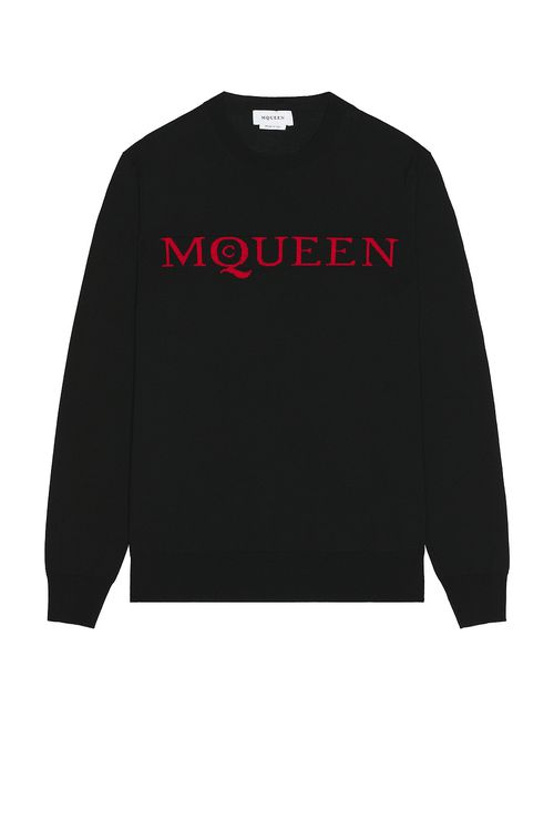 McQueen Crew Neck Jacquard Sweater in Black