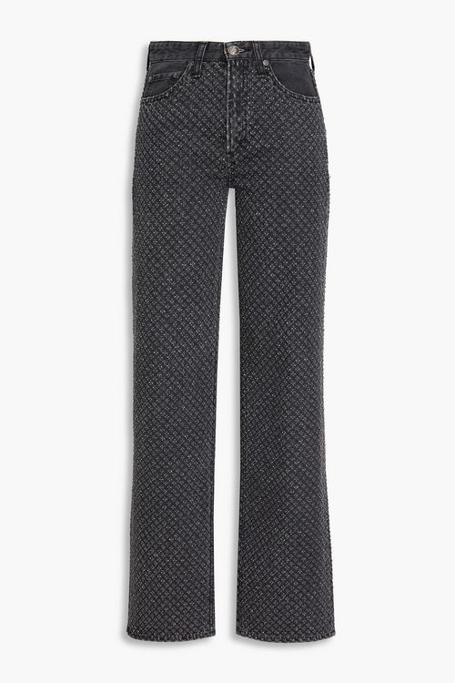 Logan distressed high-rise wide-leg jeans
