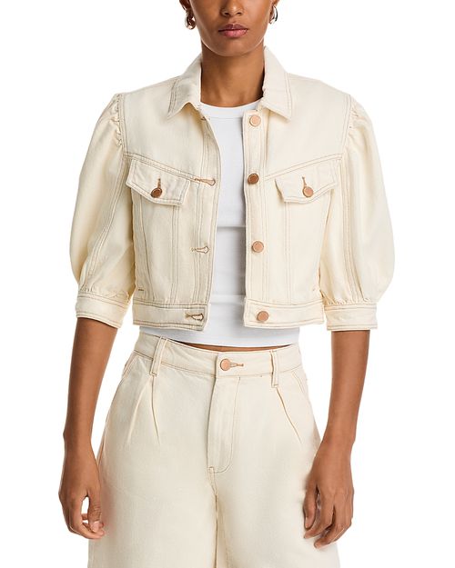 Puff Sleeve Cropped Denim Jacket