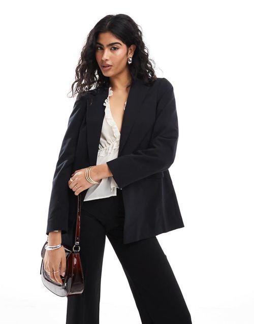 Miss Selfridge Essentials edge-to-edge blazer in black