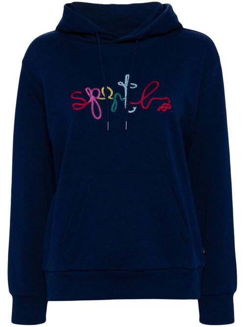 Logo-embroidered hoodie - Blue