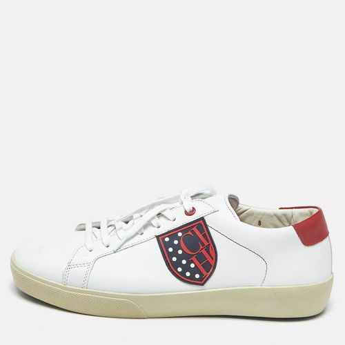 White/red Leather Low Top Sneakers