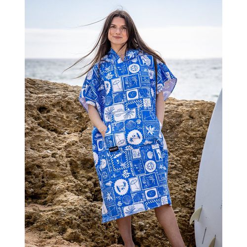 Saltrock Womens Island Tiles Poncho in Bright Blue