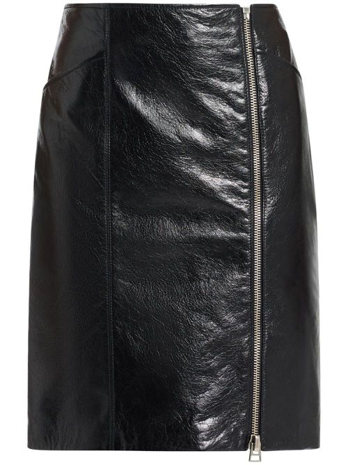 Panelled leather mini skirt - Black