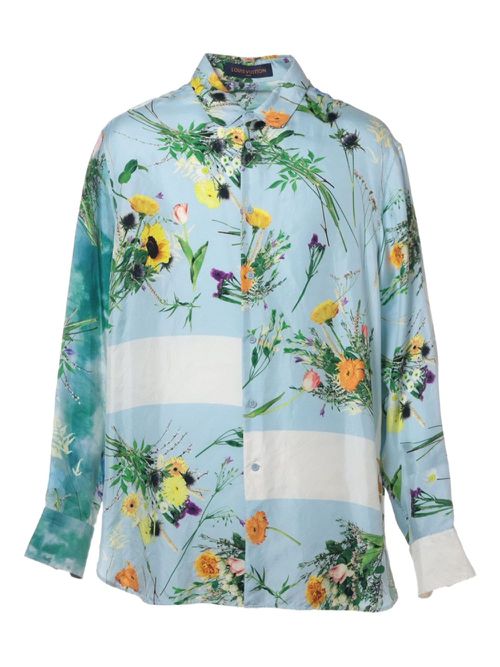 Louis Vuitton Pre-Owned 2020s floral-print silk shirt - Blue
