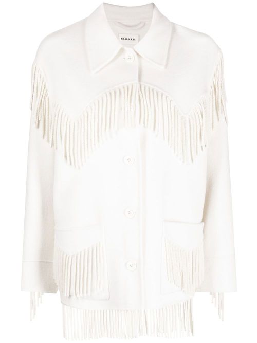 Leak frayed-trim oversize coat - Neutrals