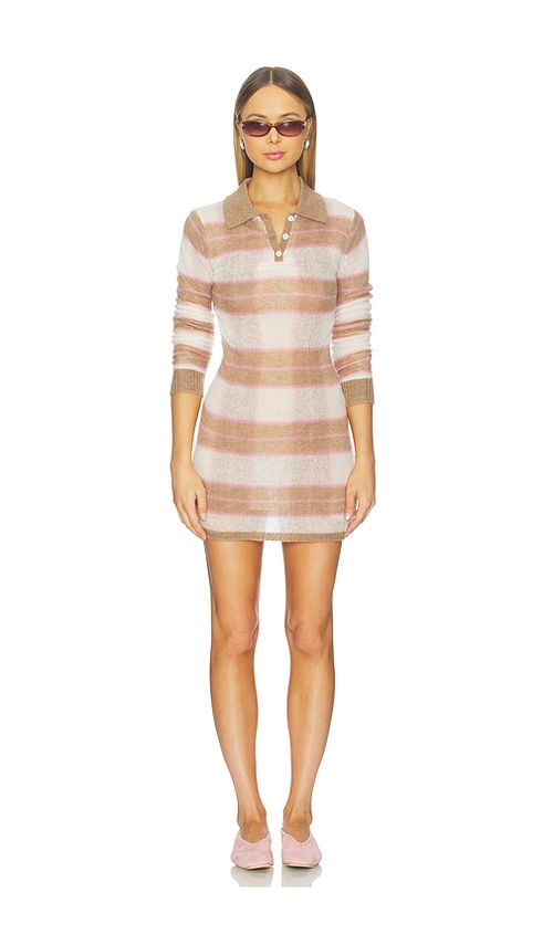 Guest In Residence Shadow Plaid Polo Dress in Taupe. - M also in
